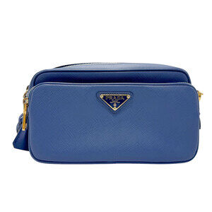 Prada Saffiano Leather Camera Bag blue calfskin